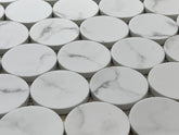 White Carrara Look Bubble Circle Recycled Glass Matte Floor and Wall Mosaic Tile for Backsplash Kitchen, Bathroom Shower, Accent Decor